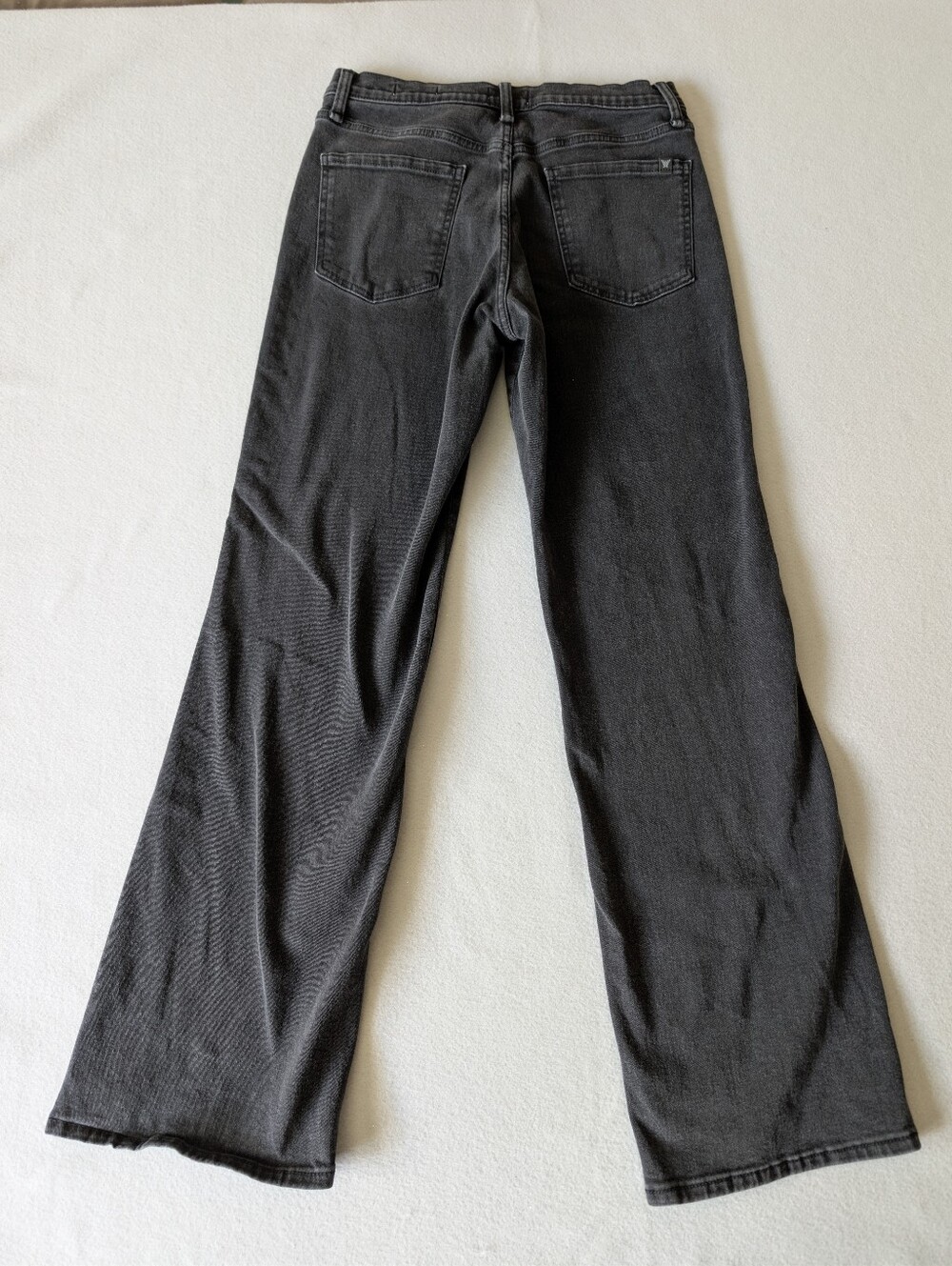 Women's Studded Split Hem Relaxed Straight Black Denim High Rise Jeans Sz 4 image 3